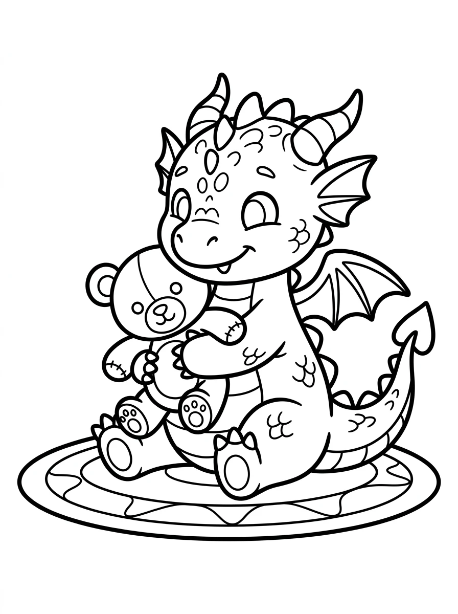 Kleiner Drache mit Teddybär