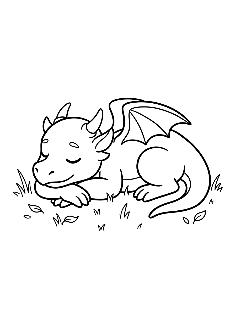 Süßer Drache als Ausmalbild