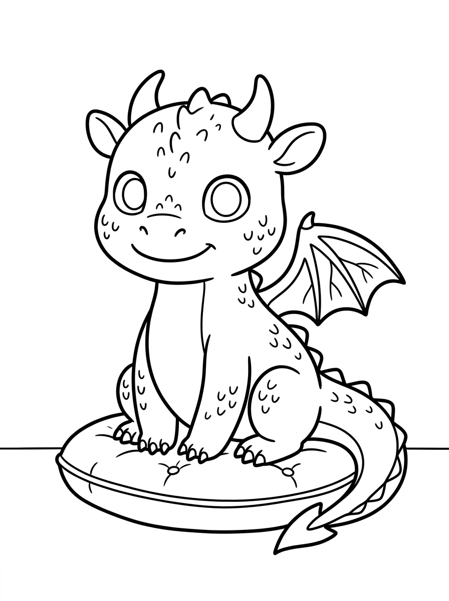 Süßer Drache auf Kissen