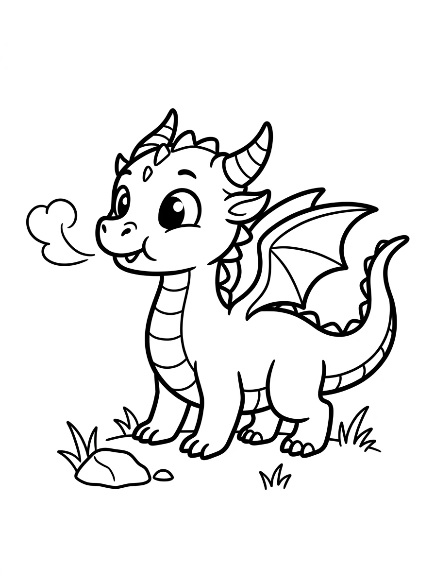 Süßer Drache mit Rauchwolke