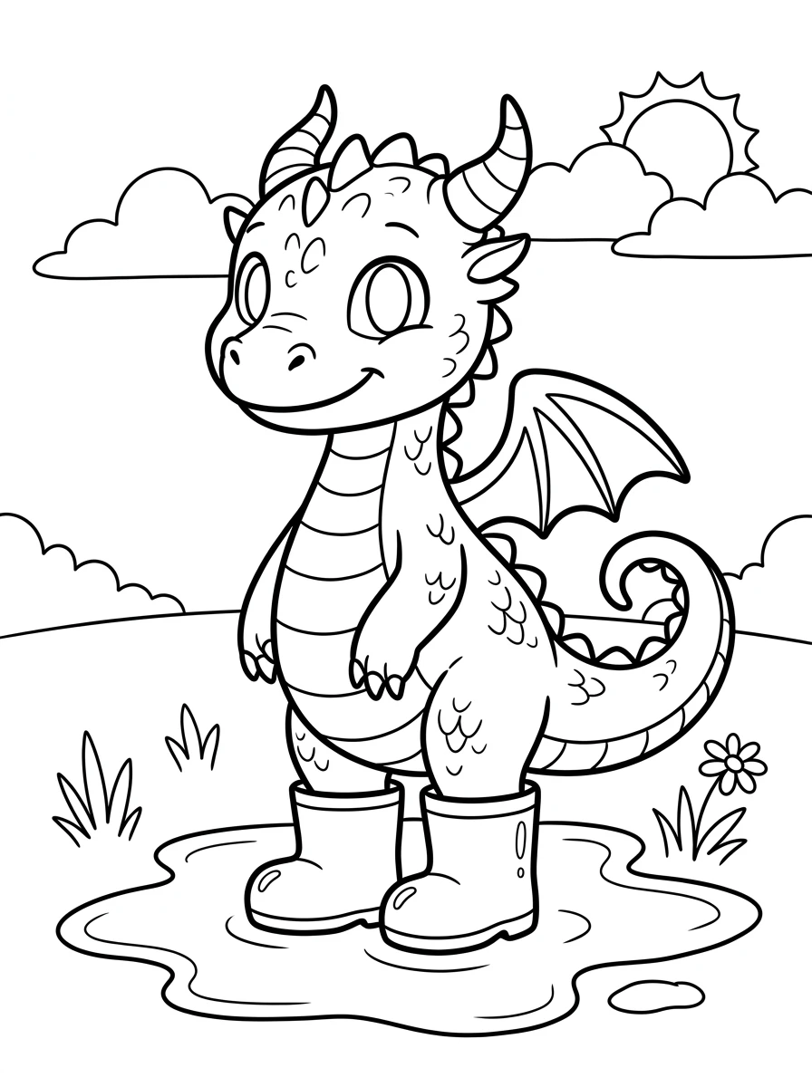 Süßer Drache Ausmalbild