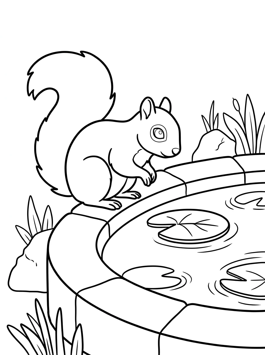 Eichhörnchen am Brunnen