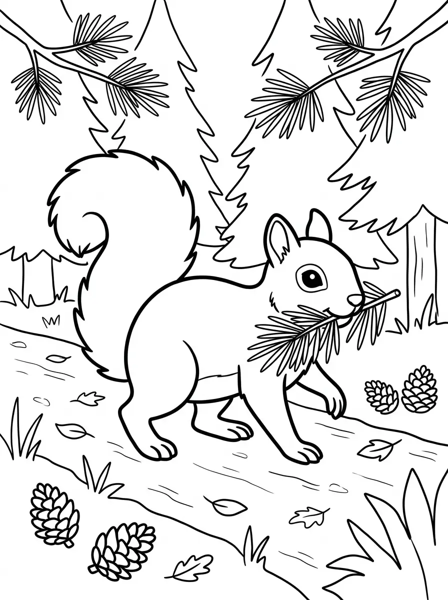 Eichhörnchen auf dem Waldweg