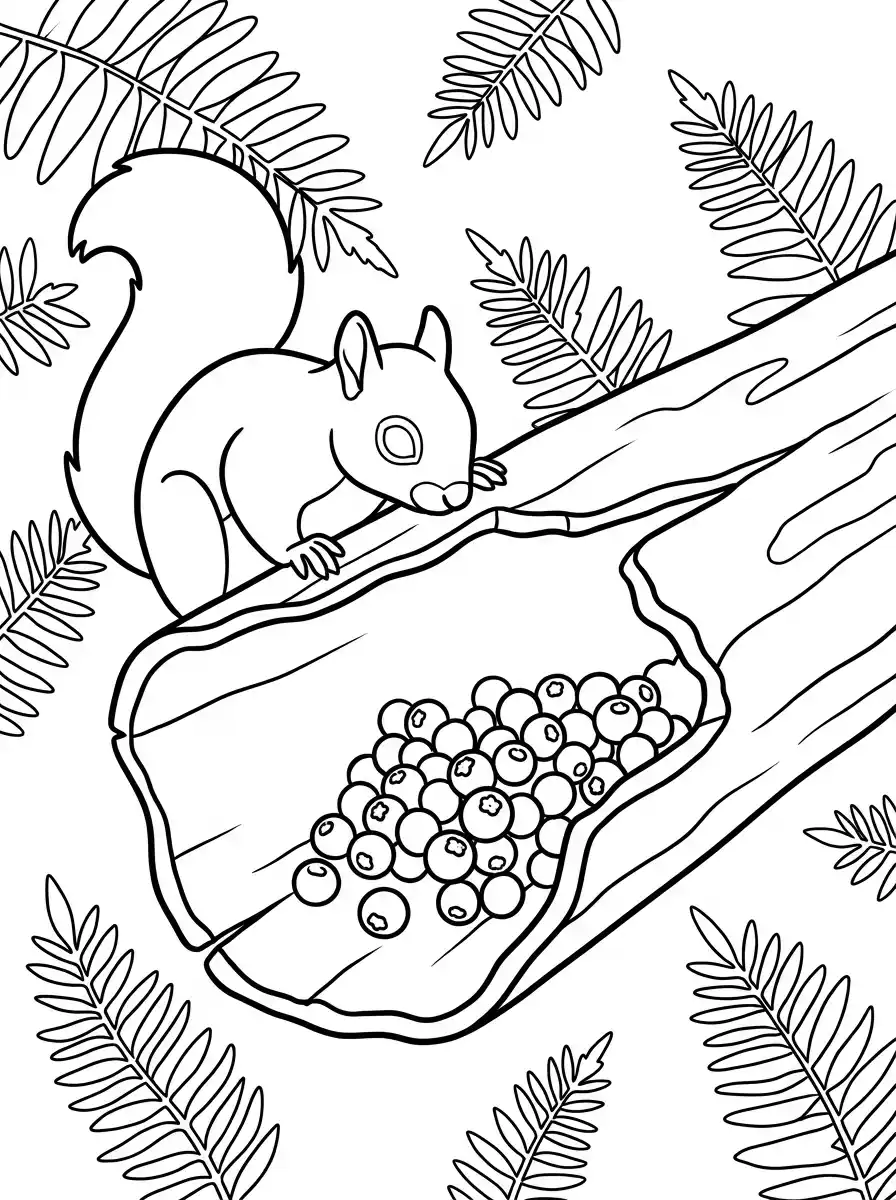 Eichhörnchen entdeckt leckere Blaubeeren