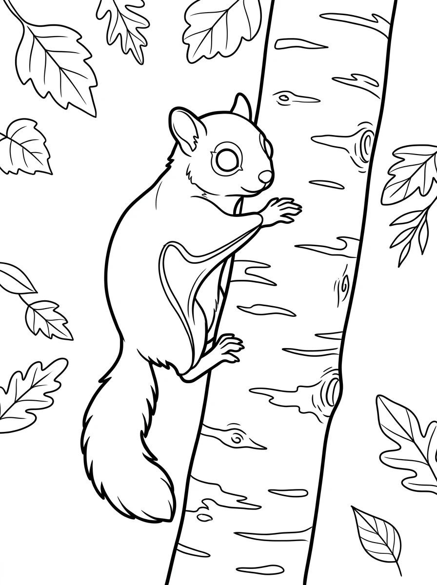 Fliegendes Eichhörnchen auf Birke