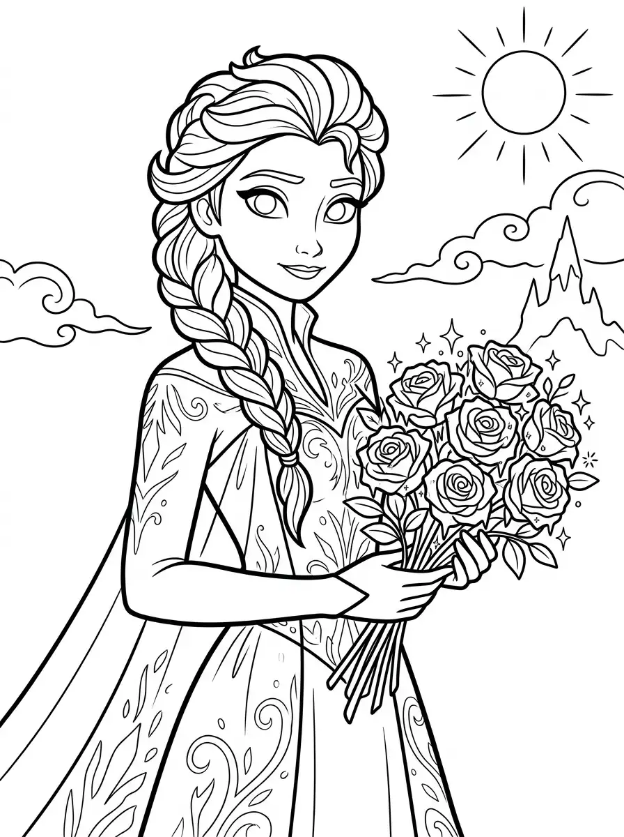 Elsa Ausmalbilder mit Eisrosen