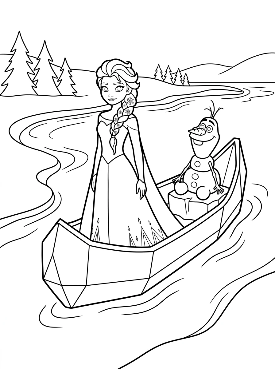 Elsa und Olaf im Eisboot