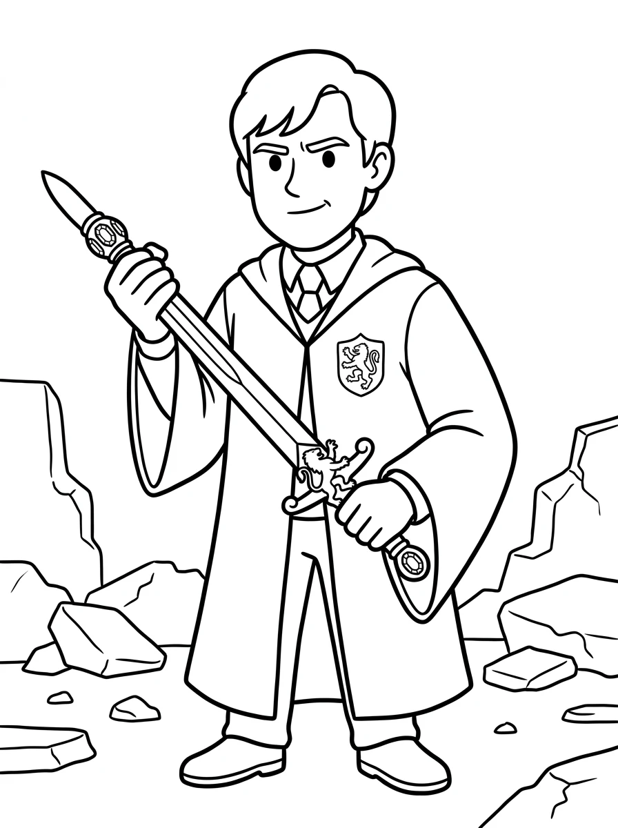 Neville Longbottom mit dem Schwert