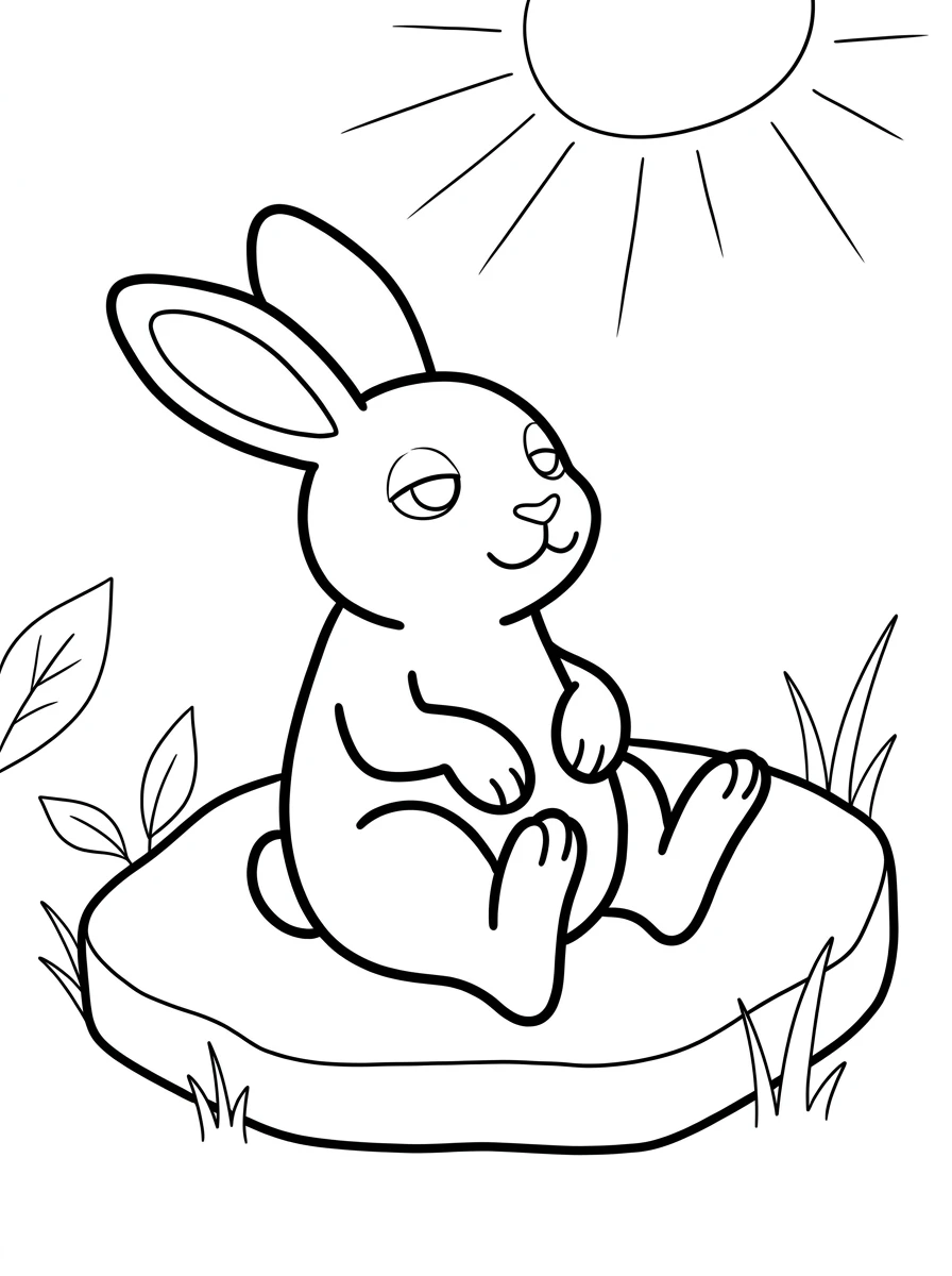 Hase Ausmalbild auf einem Stein