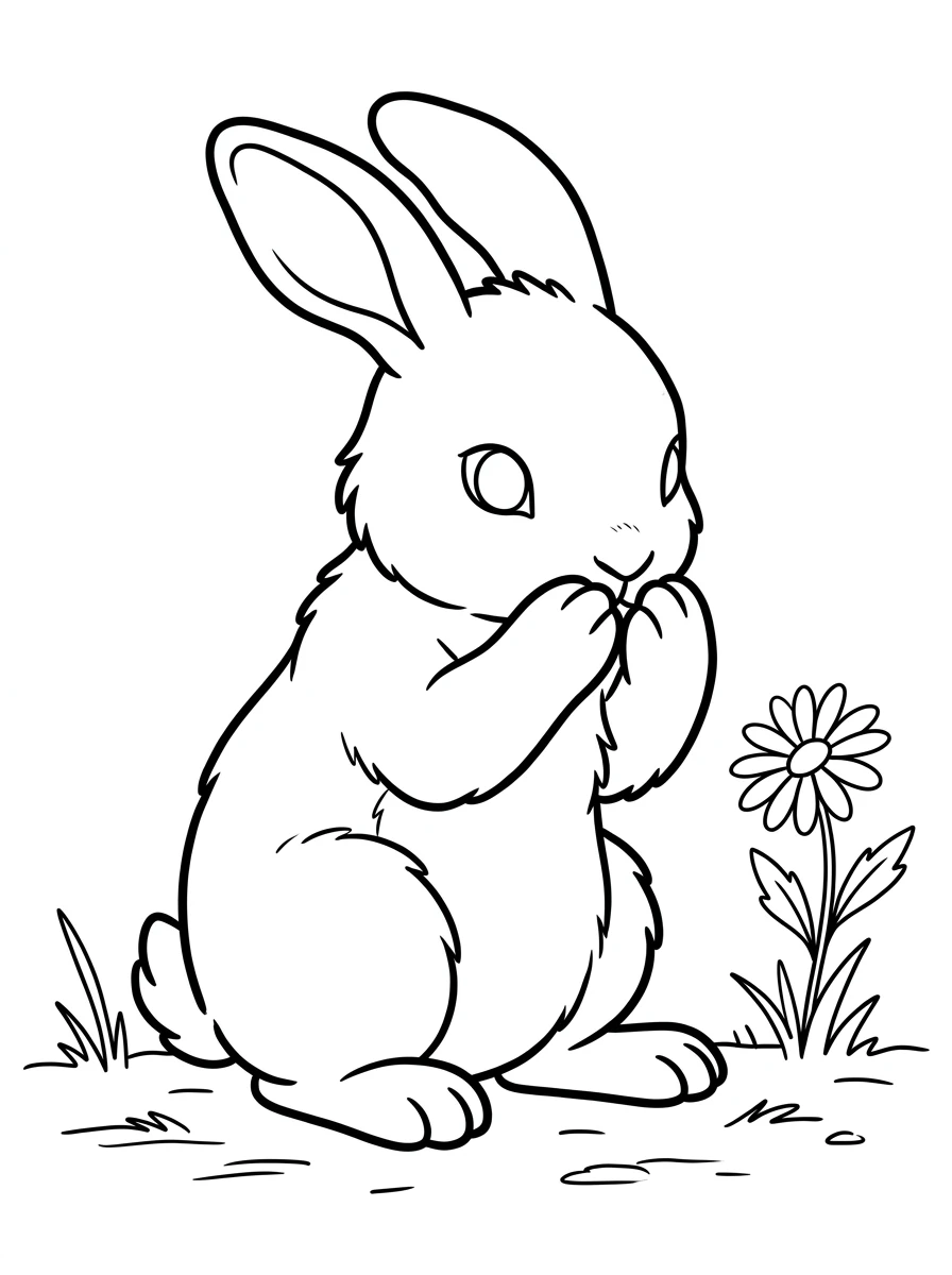 Hase Ausmalbild beim Putzen