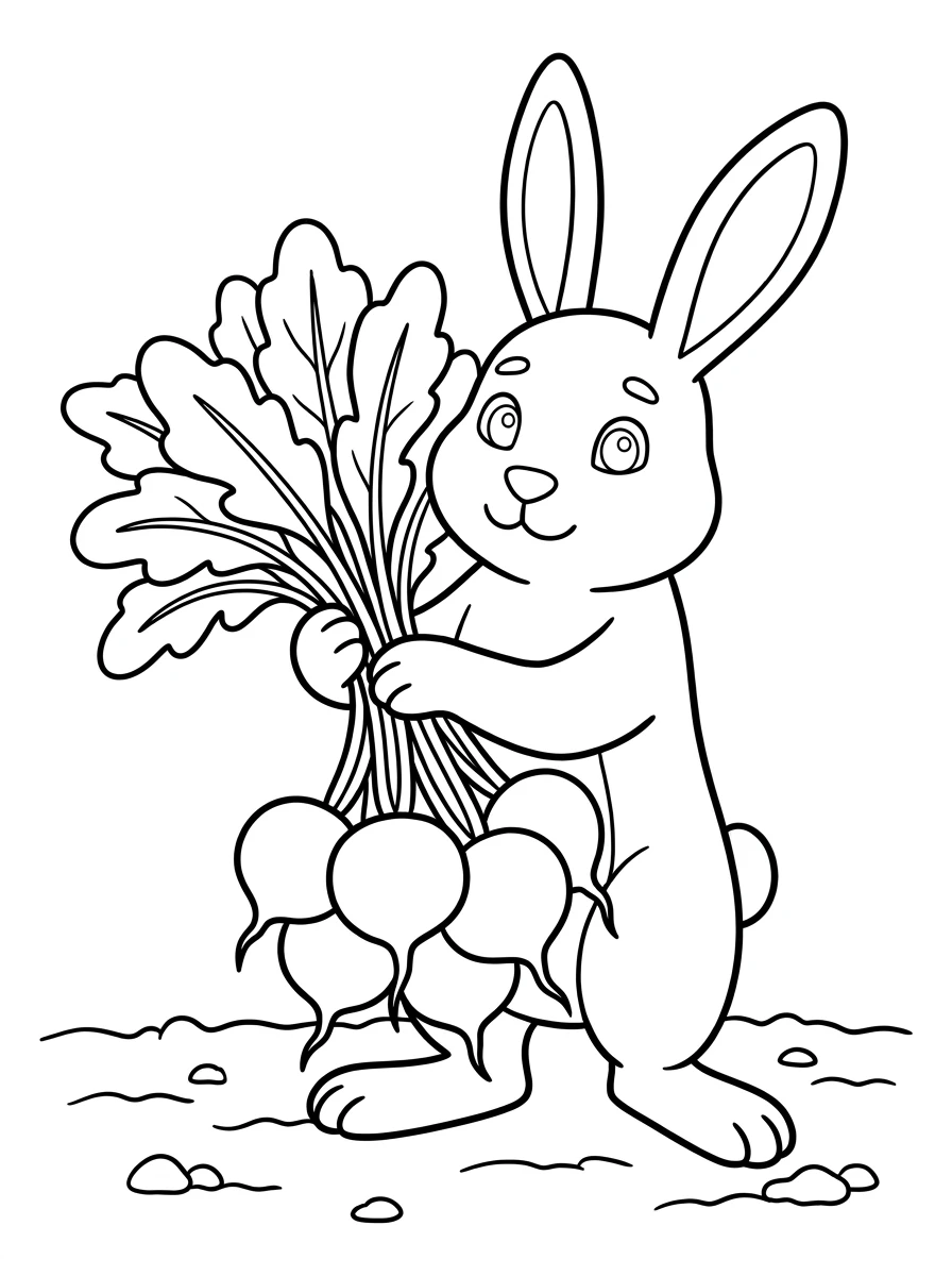 Hase mit großem Radieschenbund