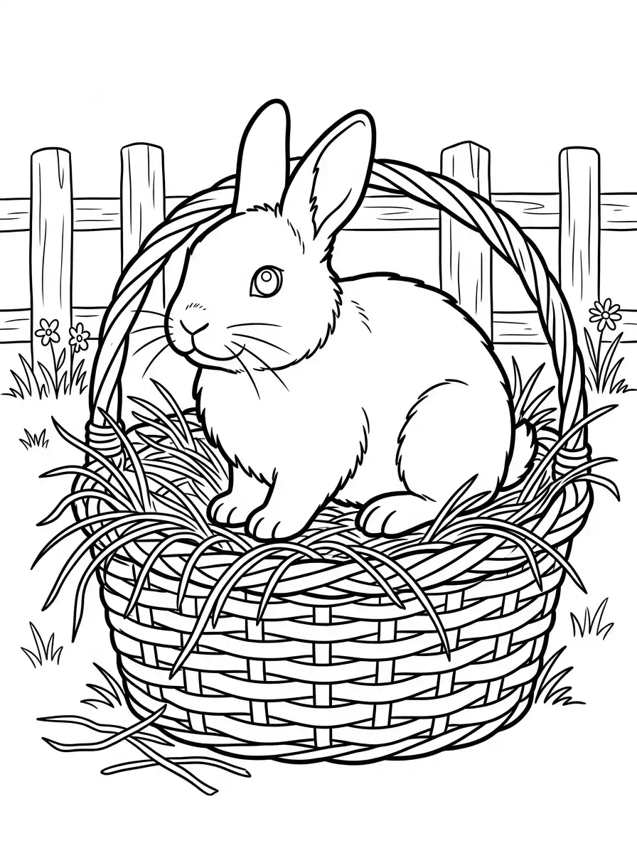 Süßer Hase im Heukorb