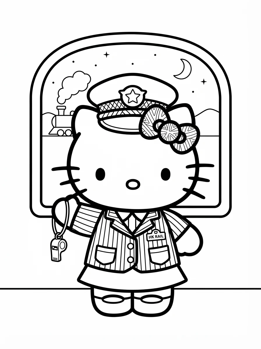 Hello Kitty als Schaffnerin