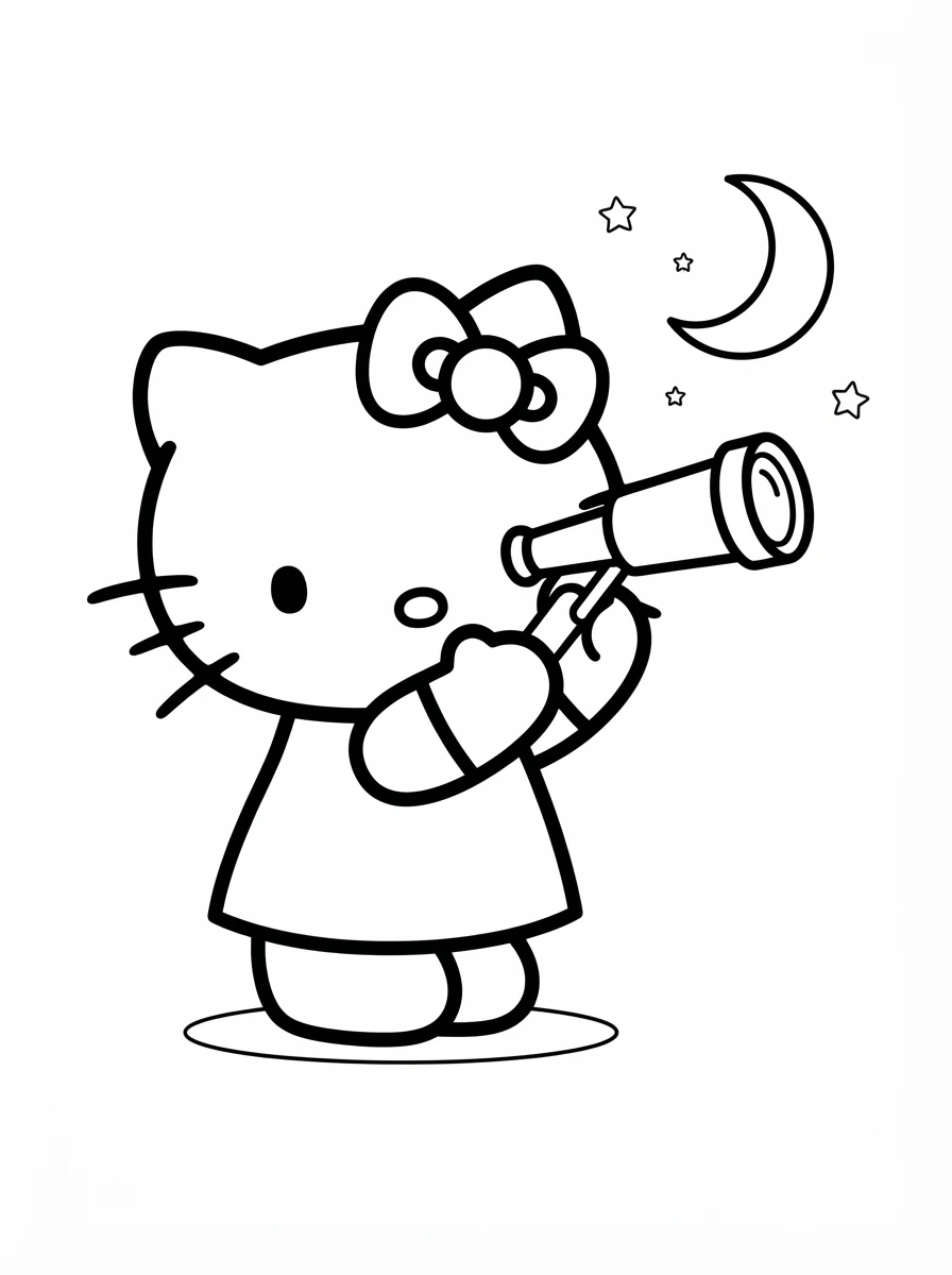 Hello Kitty am Teleskop