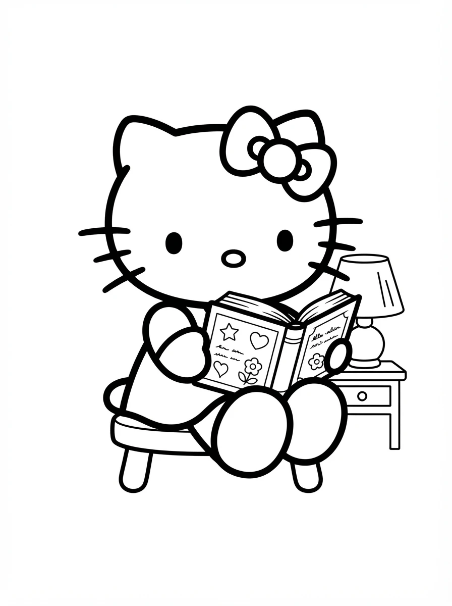 Hello Kitty liest ein Buch