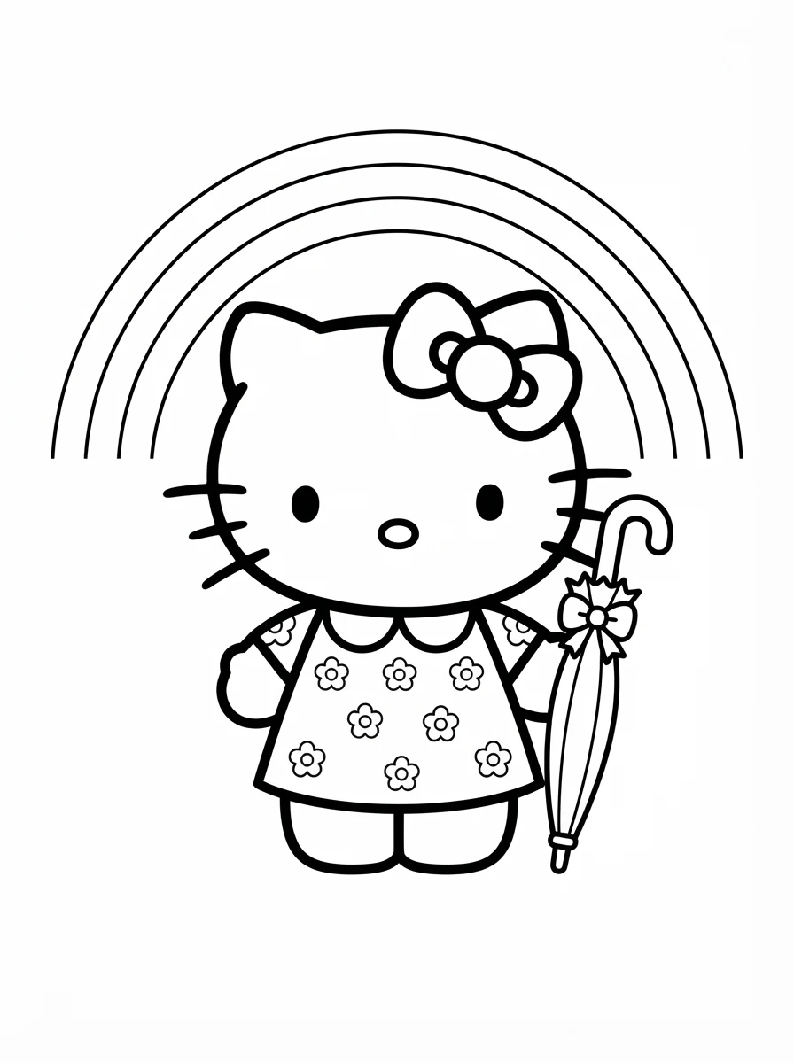 Hello Kitty mit Regenschirm
