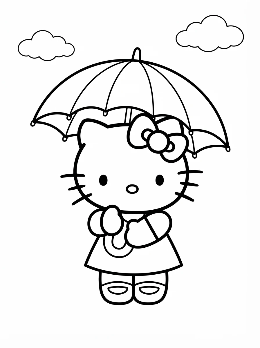 Hello Kitty mit Regenschirm