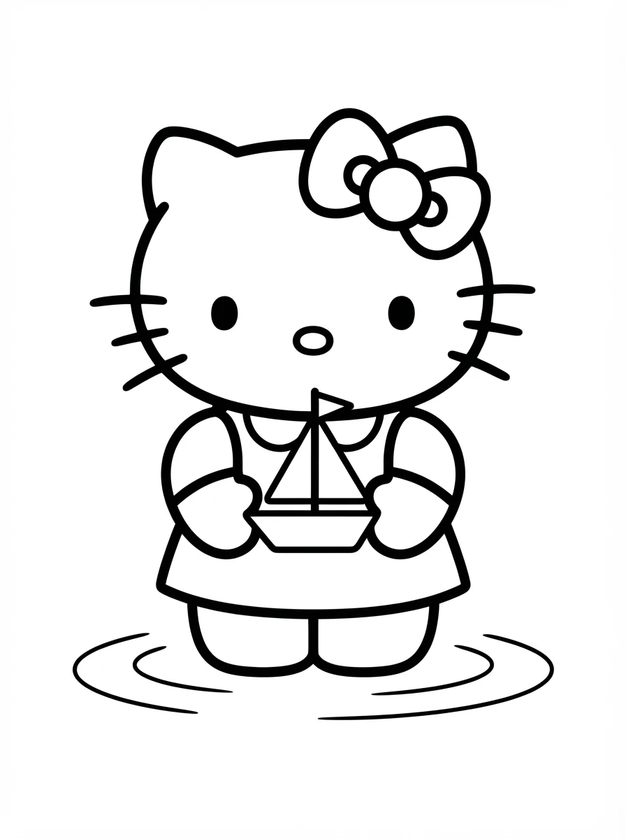 Hello Kitty mit Segelboot