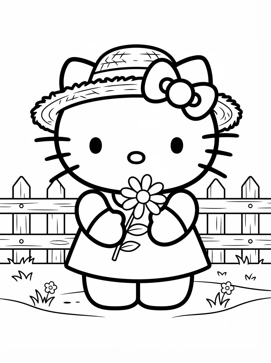 Hello Kitty mit Strohhut