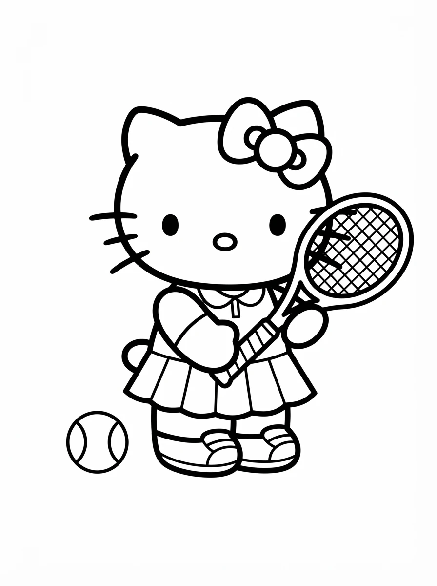 Hello Kitty spielt Tennis