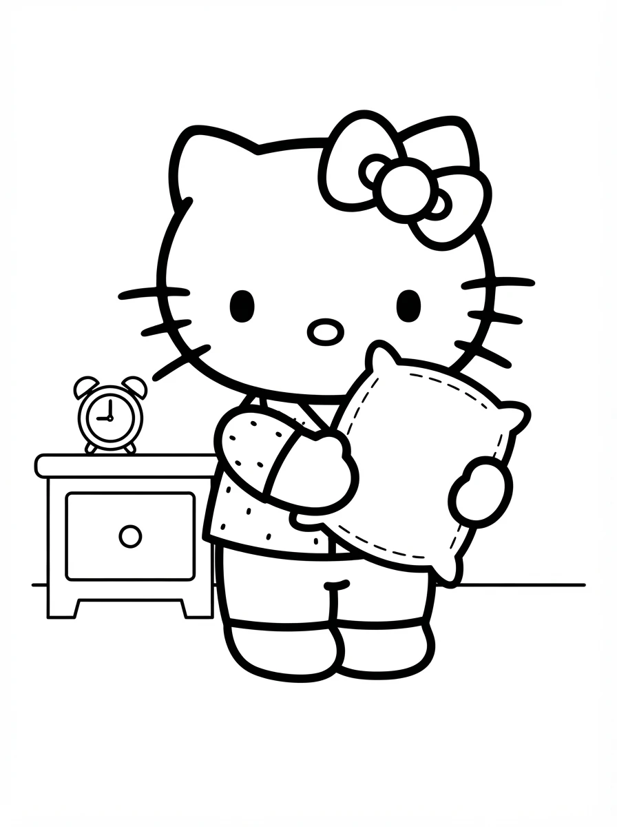 Hello Kitty Ausmalbilder im Schlafanzug
