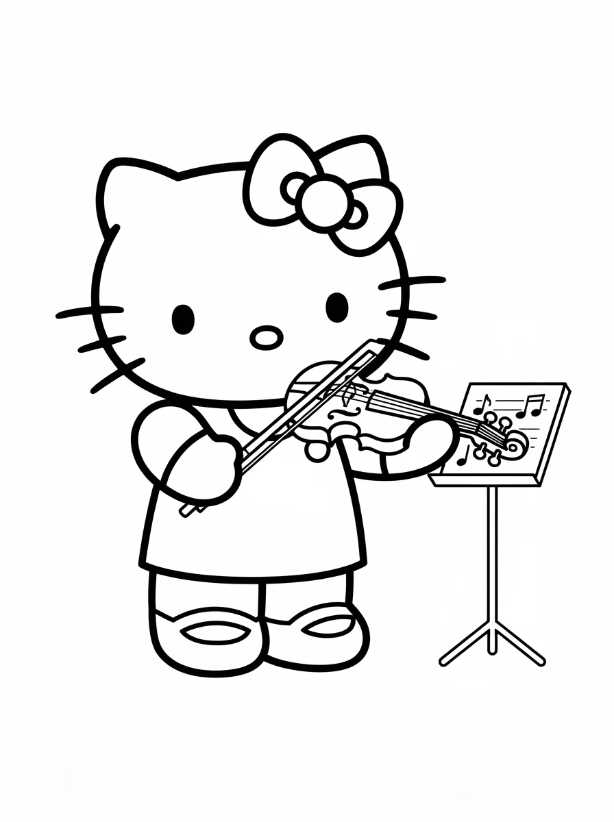 Hello Kitty Ausmalbilder mit Geige