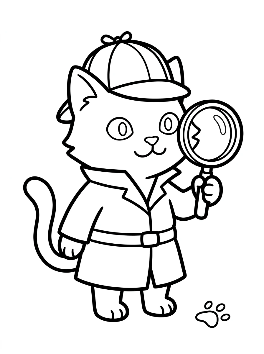 Katze Ausmalbilder als Detektiv