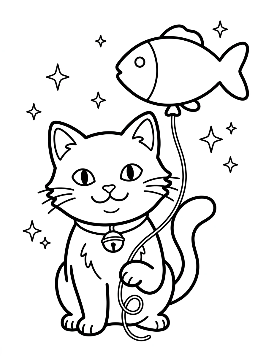 Katze mit süßem Fisch-Ballon