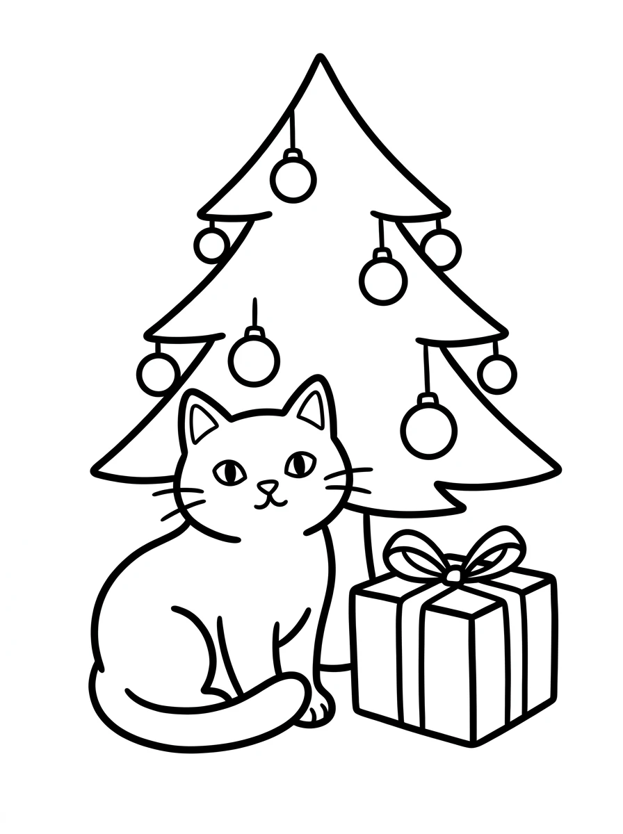 Katze unterm Weihnachtsbaum