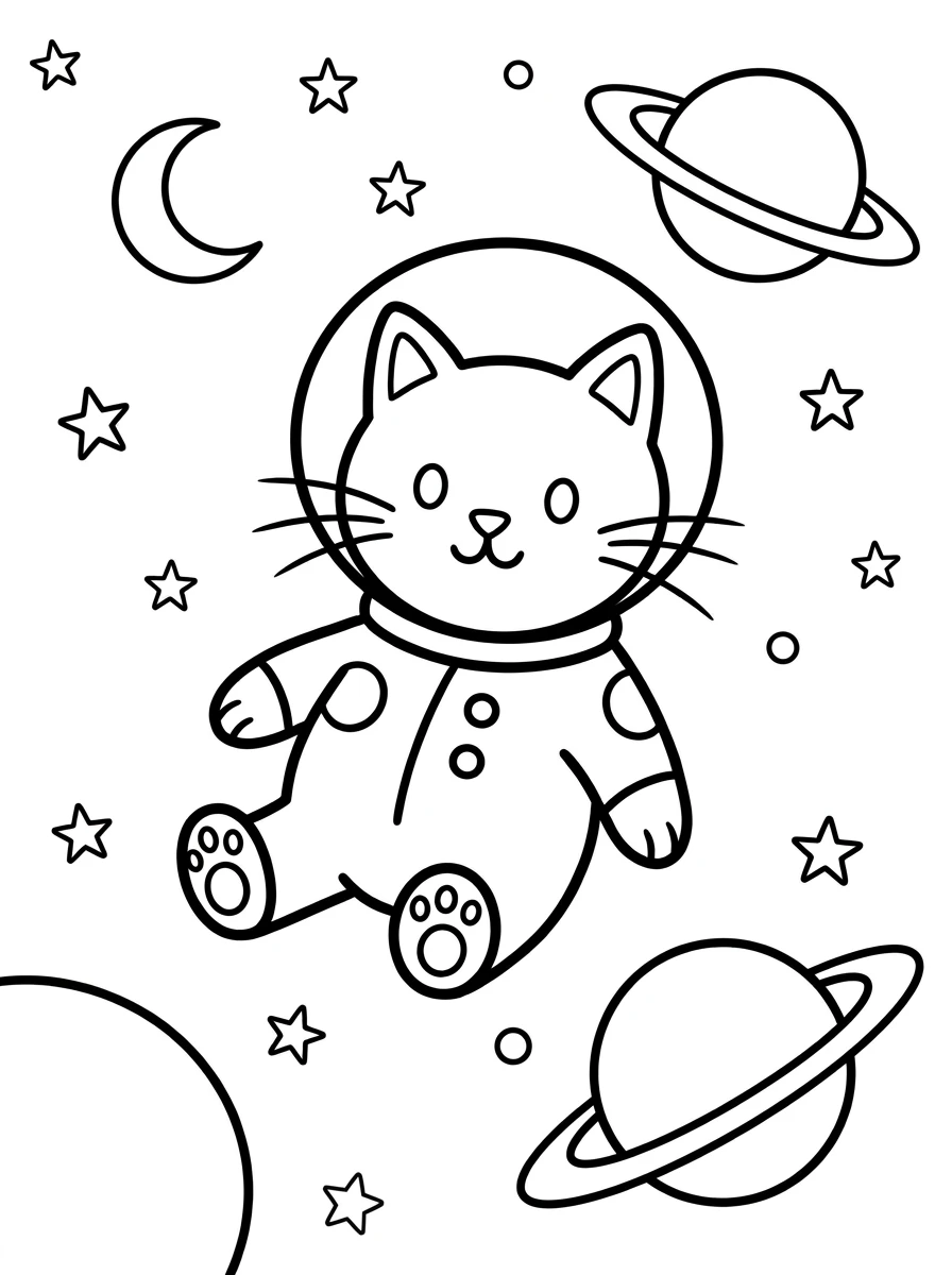 Katzen-Astronaut im Weltall