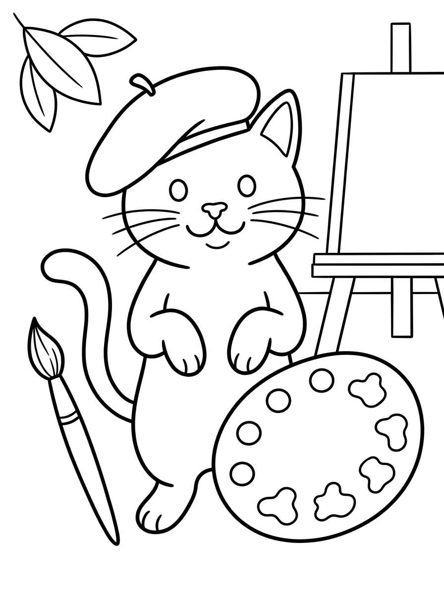 Künstler-Katze mit Farbpalette