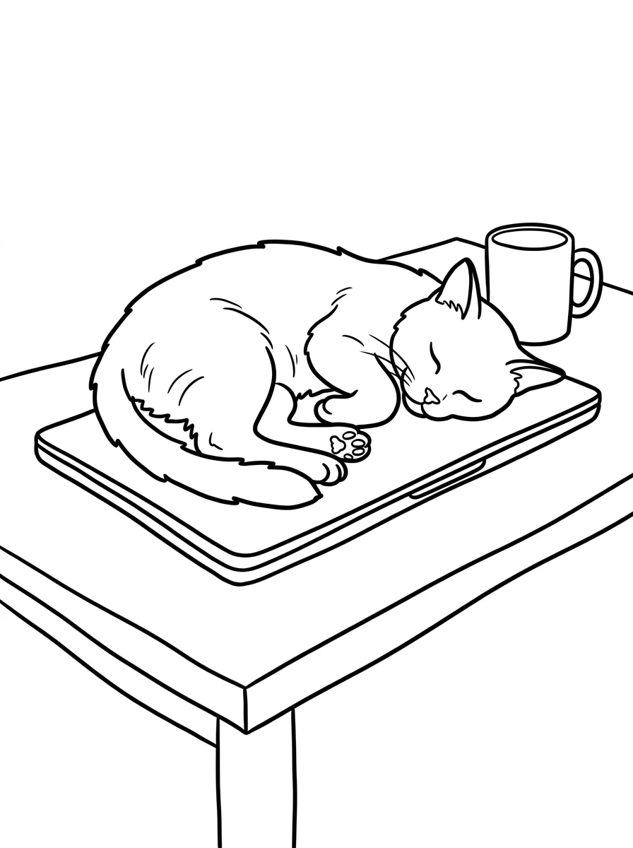 Schlafende Katze auf dem Laptop