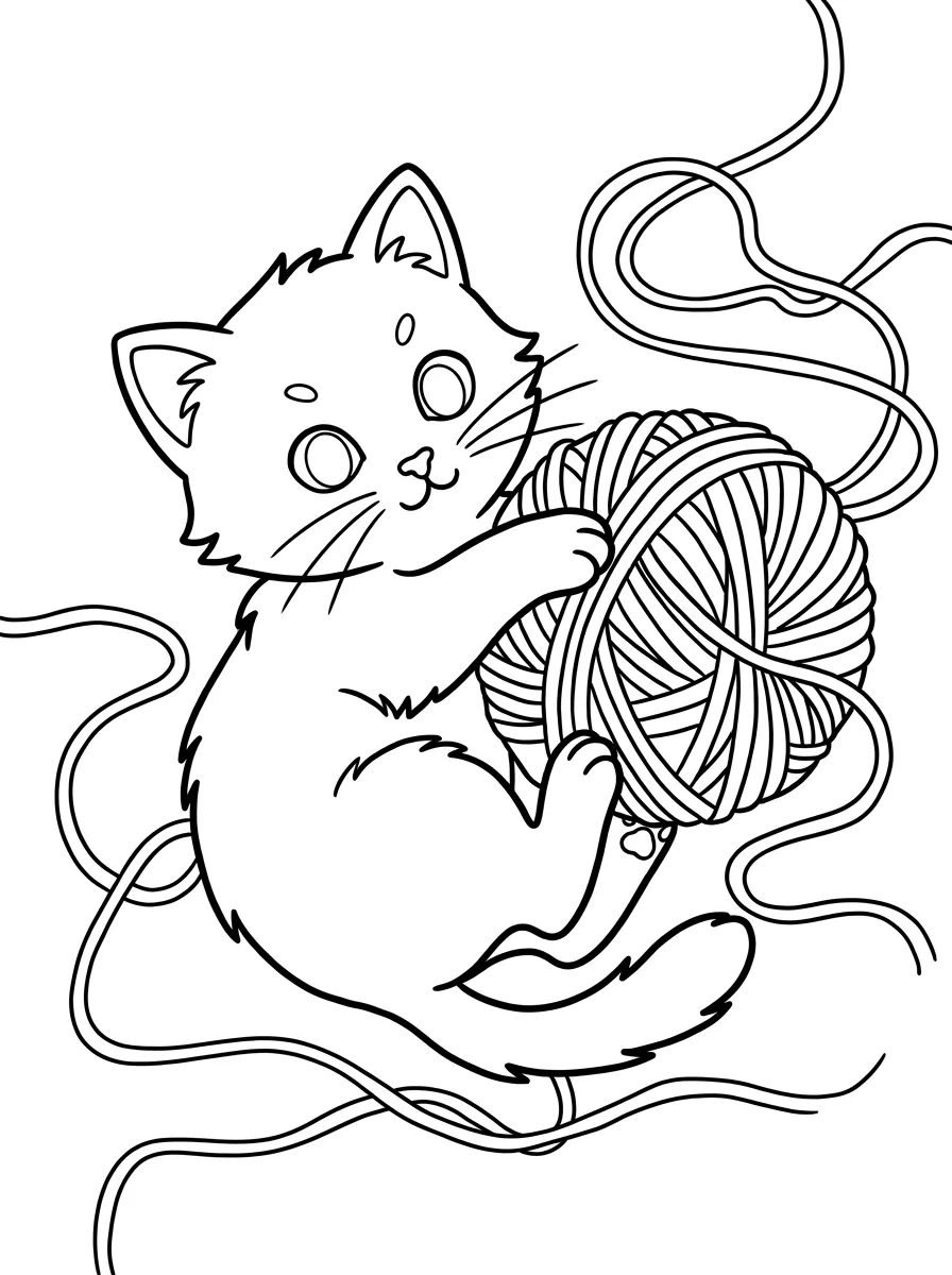 Süße Katze mit Wollknäuel