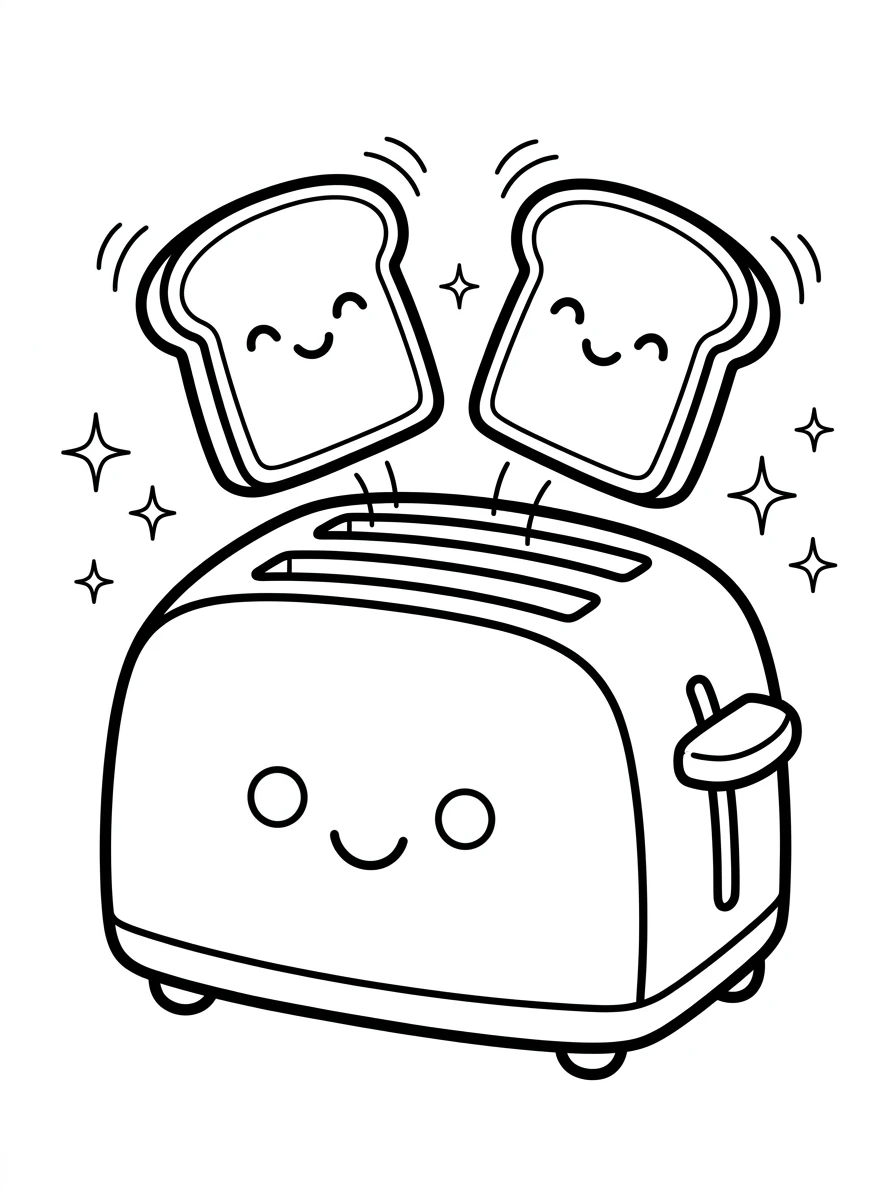Kawaii Toaster mit lächelndem Toast