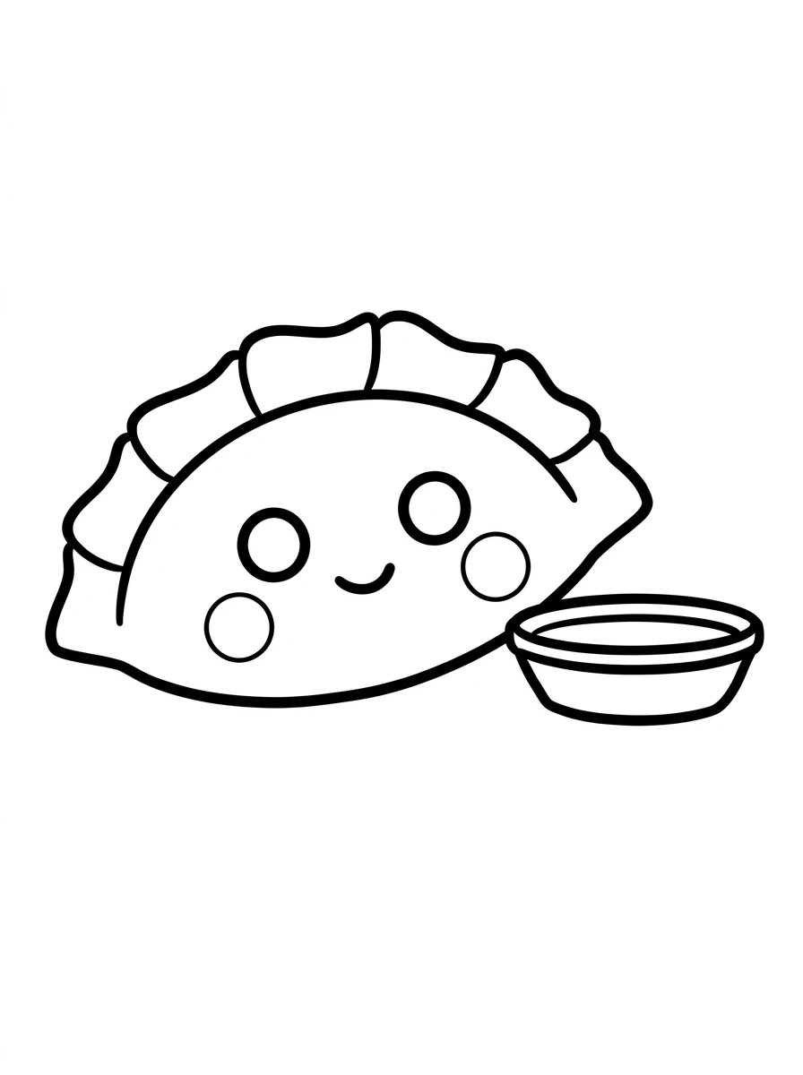 Niedliche Gyoza-Teigtasche mit Dip