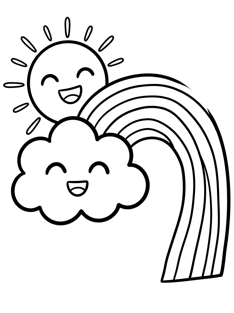 Sonne, Wolke und Regenbogen