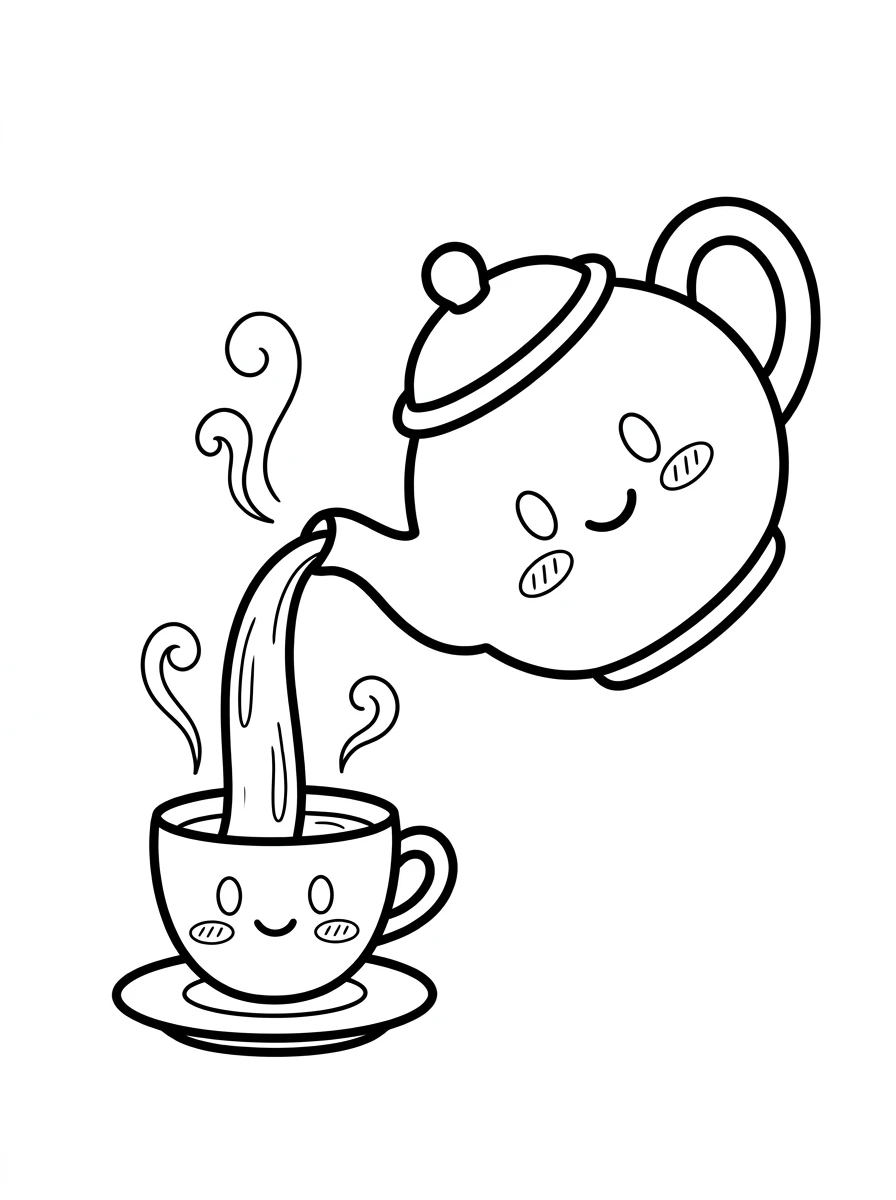 Süße Teekanne und Teetasse