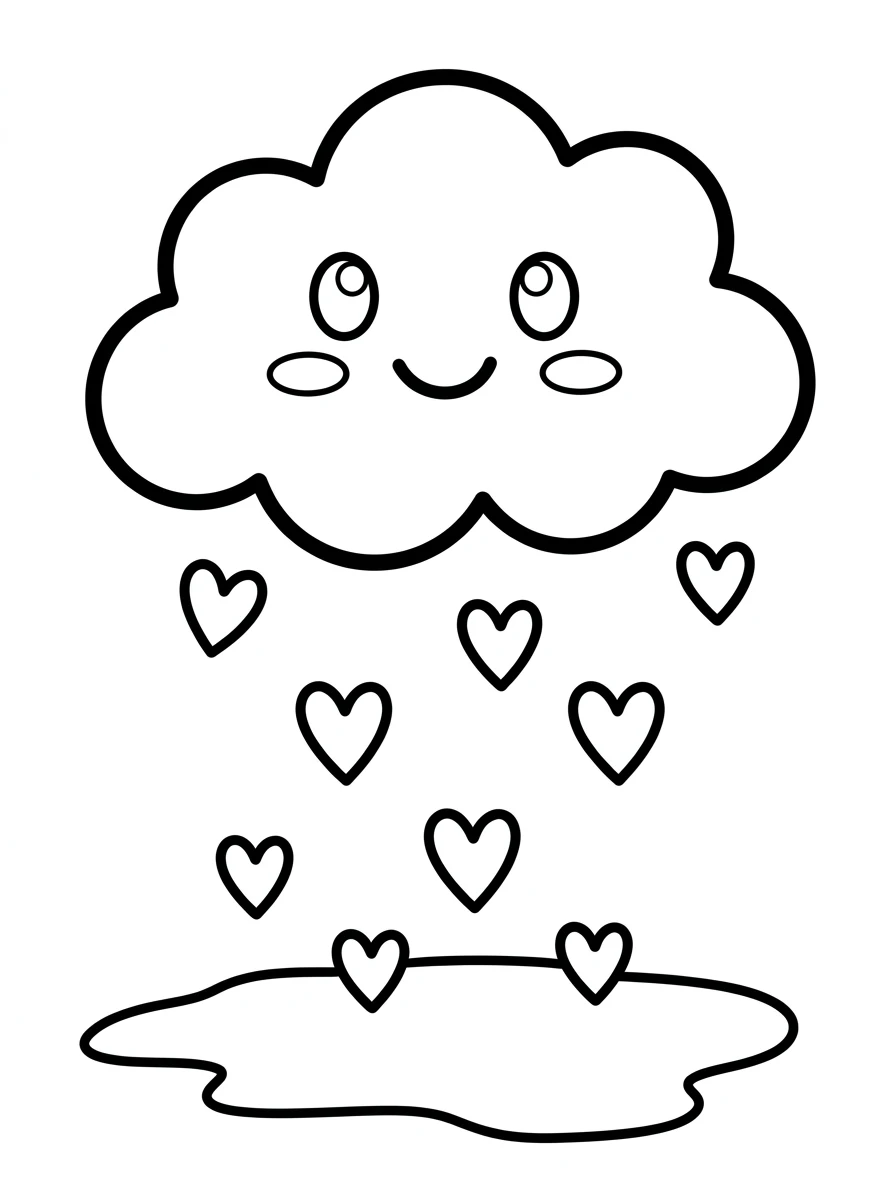Süße Wolke mit Herzchenregen