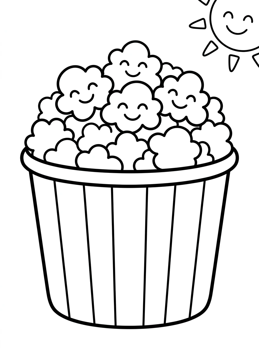 Süßer Popcorneimer unter der Sonne