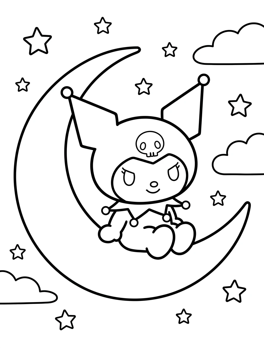 Kuromi Ausmalbilder auf dem Mond