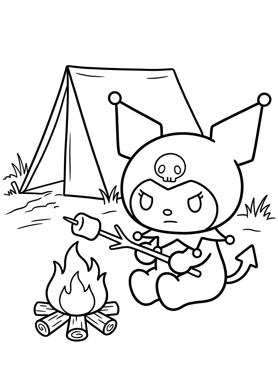 Kuromi am gemütlichen Lagerfeuer