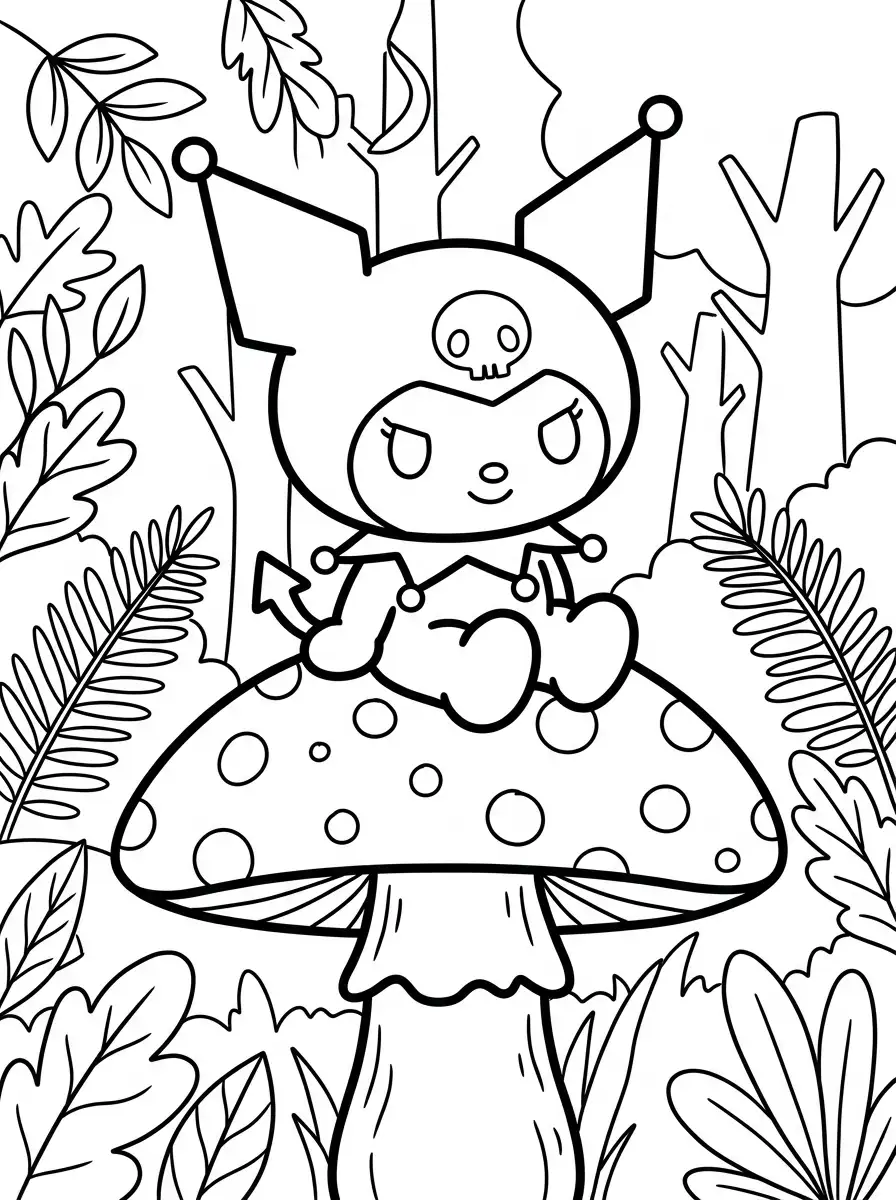 Kuromi auf einem Riesenpilz