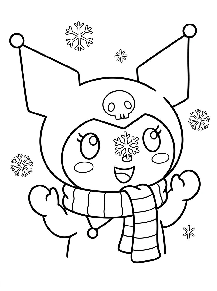 Kuromi fängt eine Schneeflocke