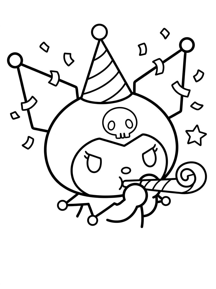 Kuromi feiert mit Partytröte