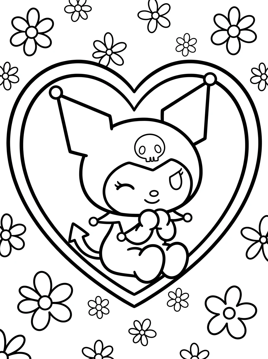 Kuromi im großen Herzrahmen