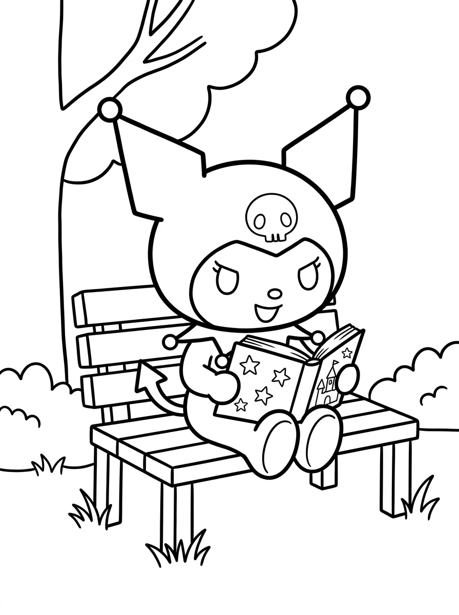 Kuromi liest ein Märchenbuch
