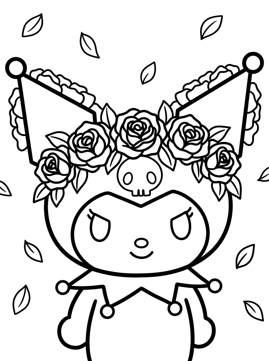 Kuromi mit einer Rosenkrone