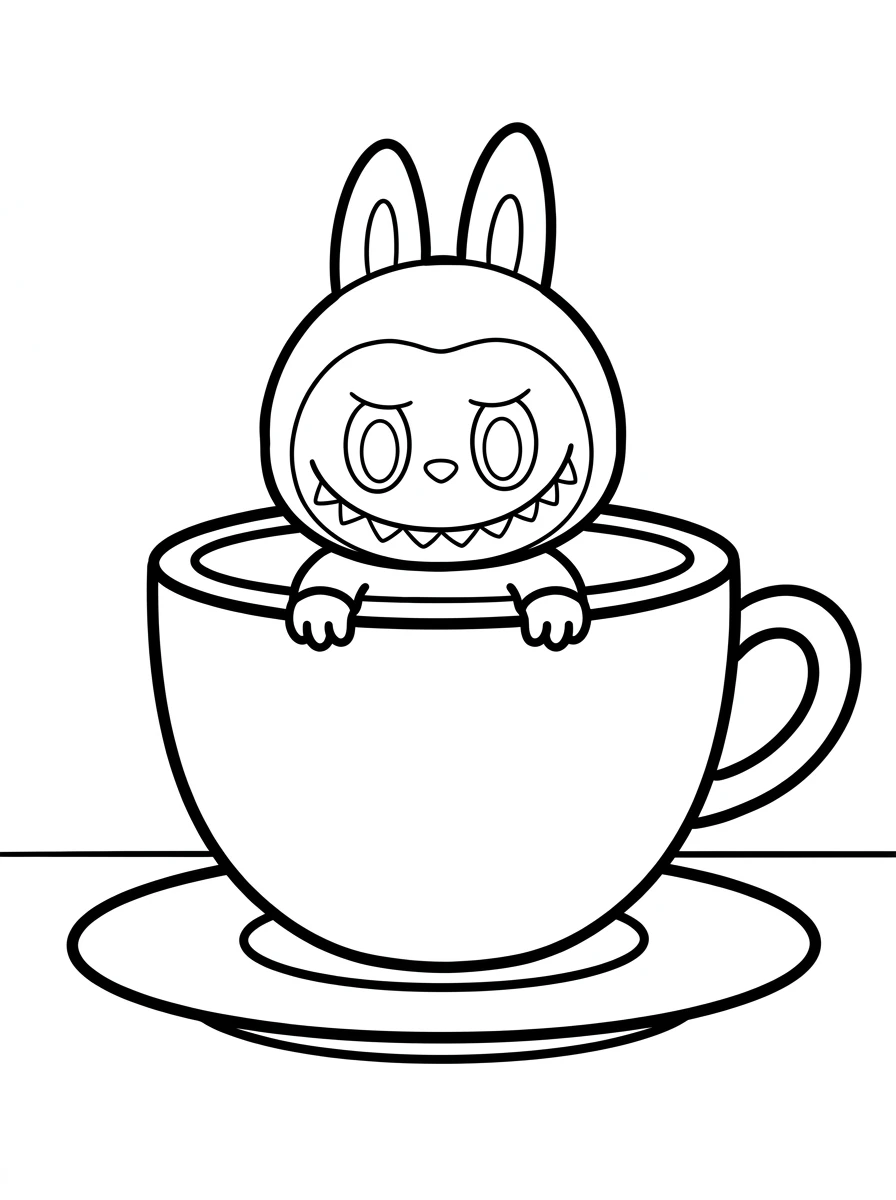 Labubu Ausmalbilder in der Teetasse