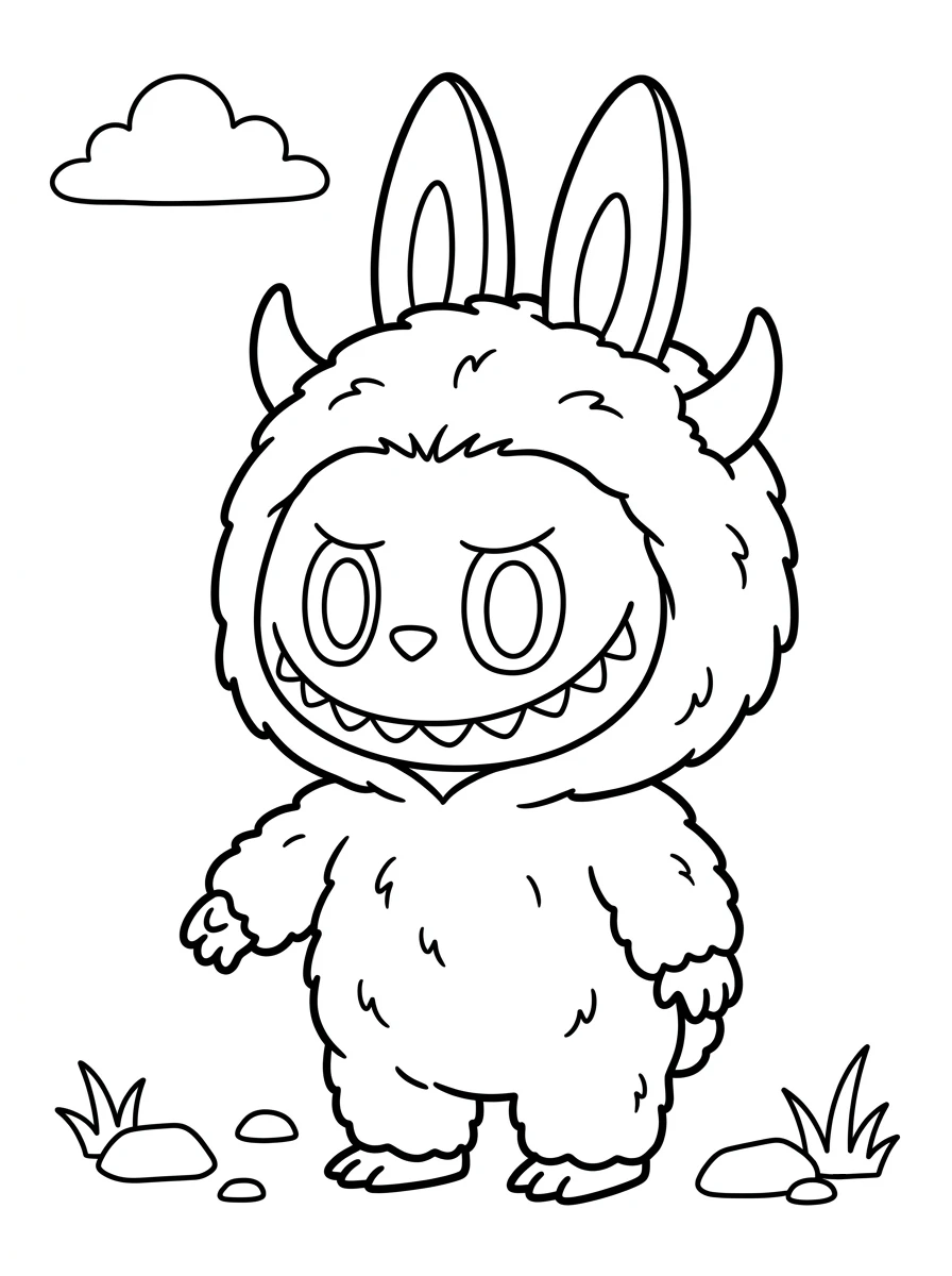 Labubu im kuscheligen Monster-Hoodie