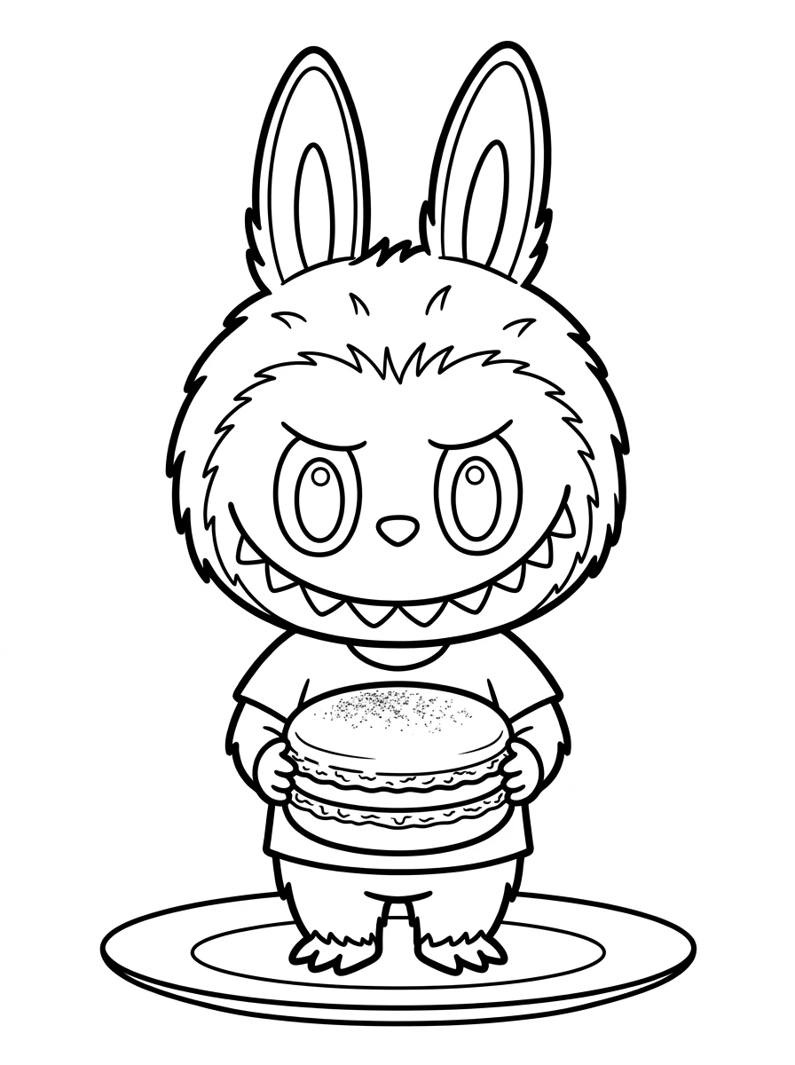 Labubu mit süßem Macaron